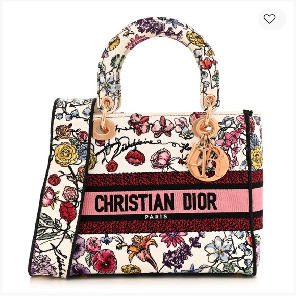 Christian Dior Canvas Florilegio Embroidered Medium Lady D-Lite ~ LIKE NEW w COA - Picture 15 of 16